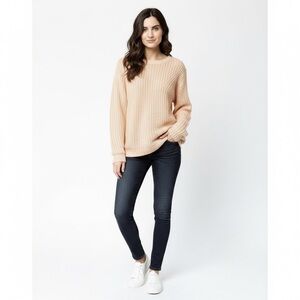 POOF! Peach Knit Tunic Sweater Womens L Large Pullover Chunky Ribbed NEW NWT